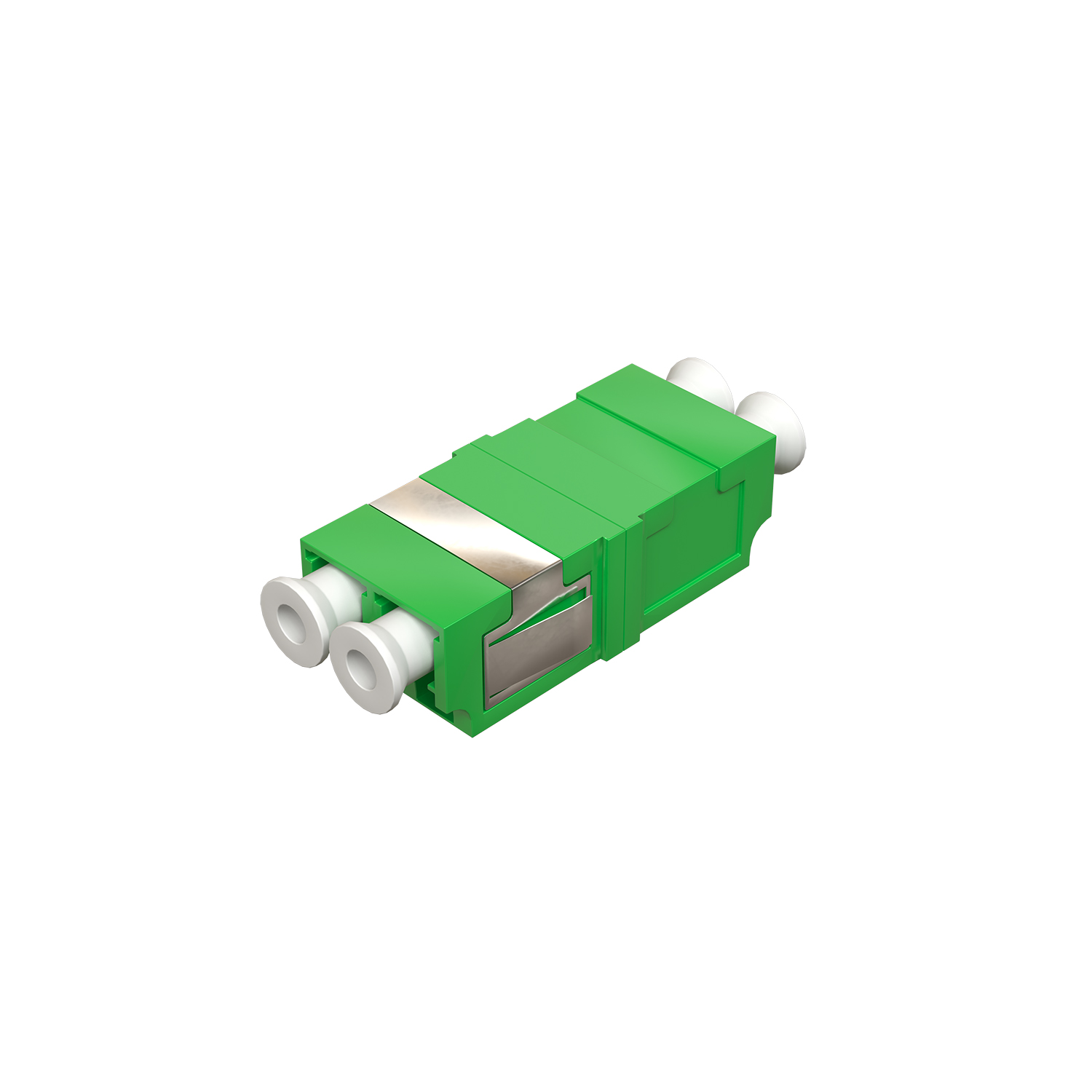 Розетка оптическая соединительная LC/APC, одномод, двойная, без фланца, цвет зеленый